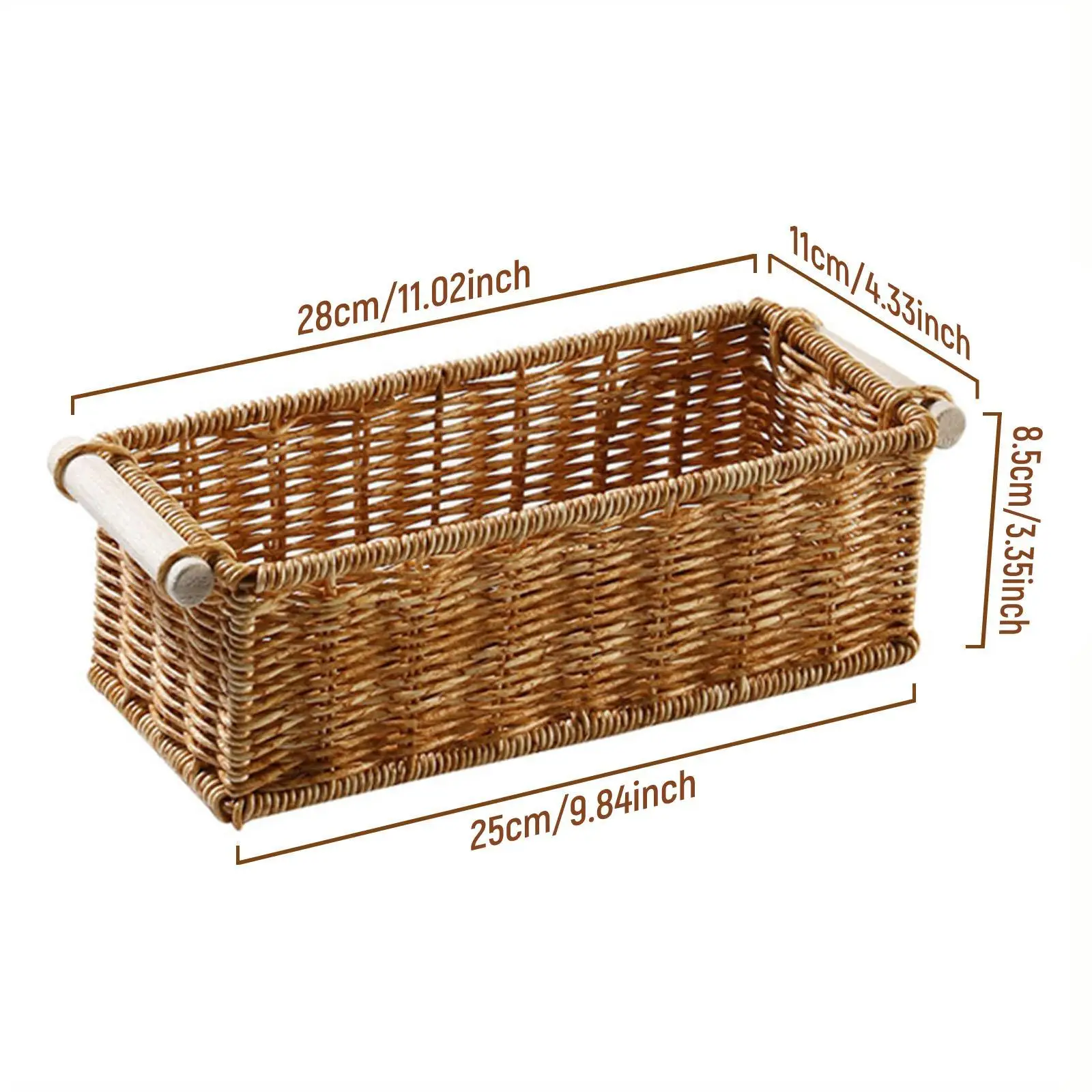 Imitation Rattan Storage Basket Perfume Tray for Organizing Rectangular Vintage for Home Coffee Table Bar Bathroom Kitchen