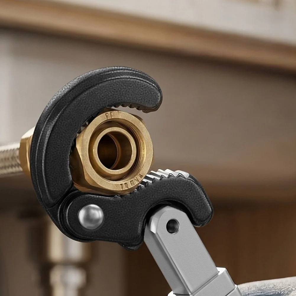 Plumbing Sink Wrench with Adjustable T Head 10mm 32mm Range 180 Degree Rotating Feature Spring Loaded Jaw and Extendable Shaft