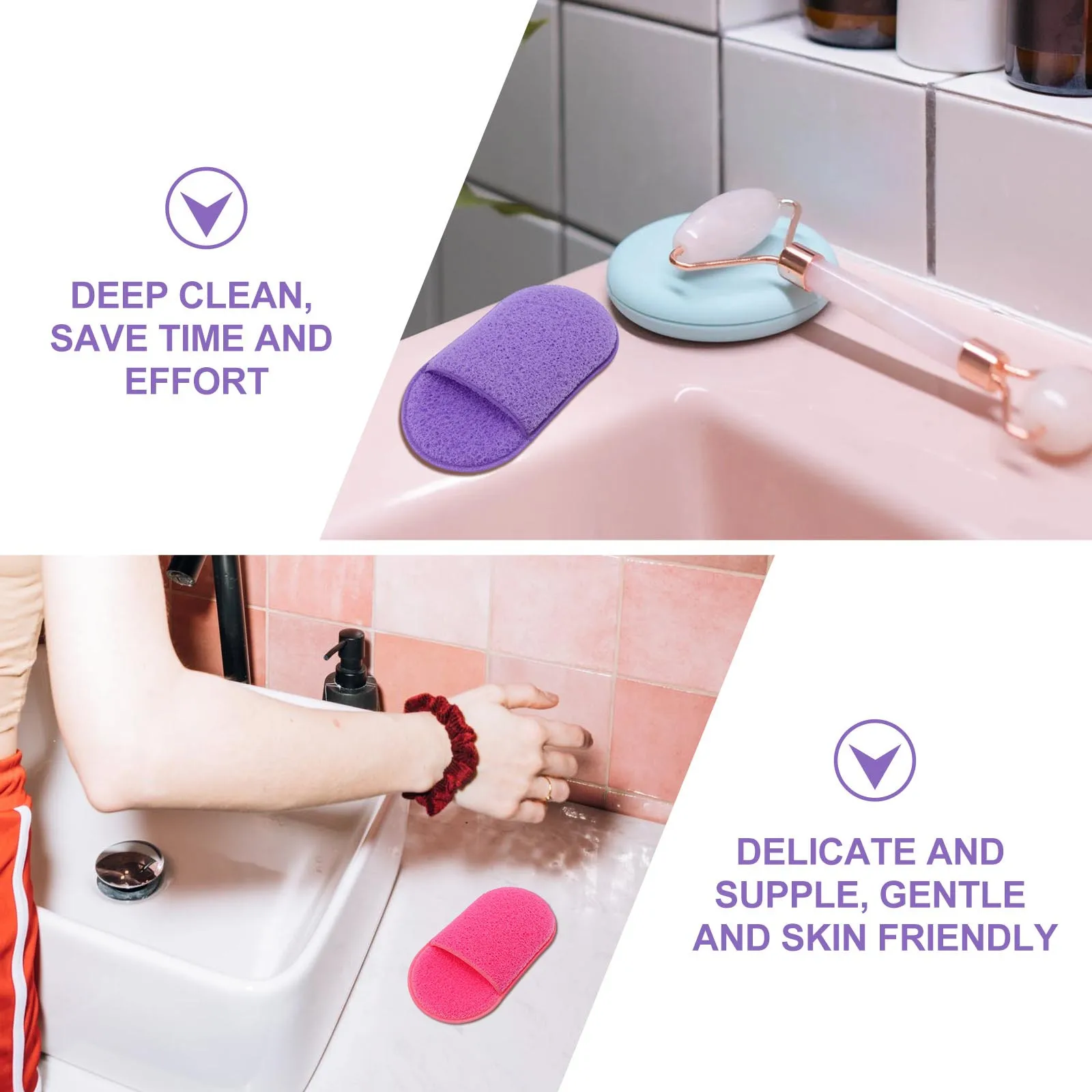 

6Pcs Hydrophilic Exfoliating Cleansing Sponge Puff Gently Cleanses Face Removes Makeup Oil Impurities Deeply Cleans Pores Women