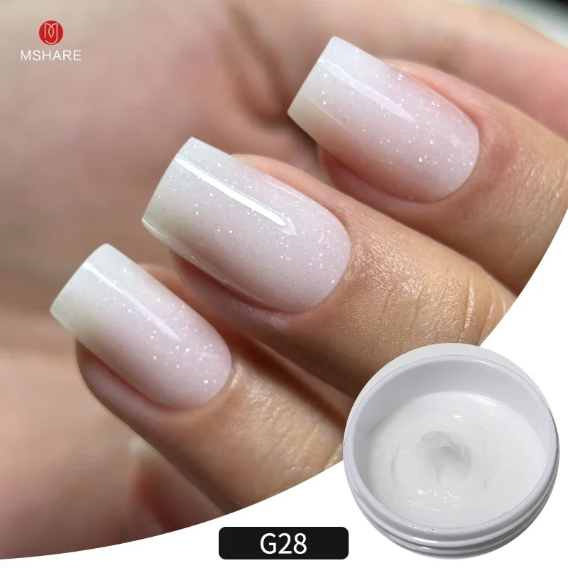 MSHARE 50g/250g Shimmer Pink White Acrylic Gel Glitter Shiny Extension Acryl Hard Gel Nails Sculpting Construction Professional