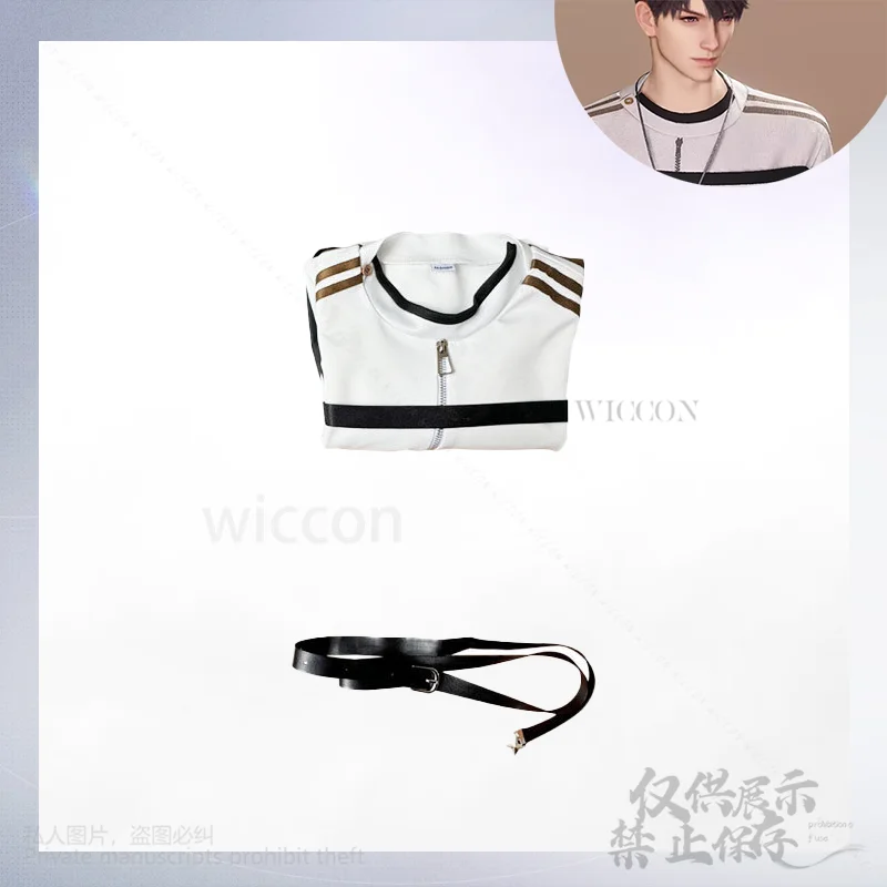 لعبة الحب والبطل في الفضاء العميق شيا يتشو كاليب زي تنكري مخصص بقلنسوة بيضاء بدلة صديقها الباروكات قلادة