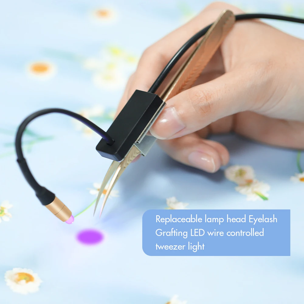 Pinky Leem Factory Beauty Narzędzie do Makijażu Sztuczne Rzęsy Ręczna Fioletowa Lampa UV do Rzęs z Klipsem do Pęsety