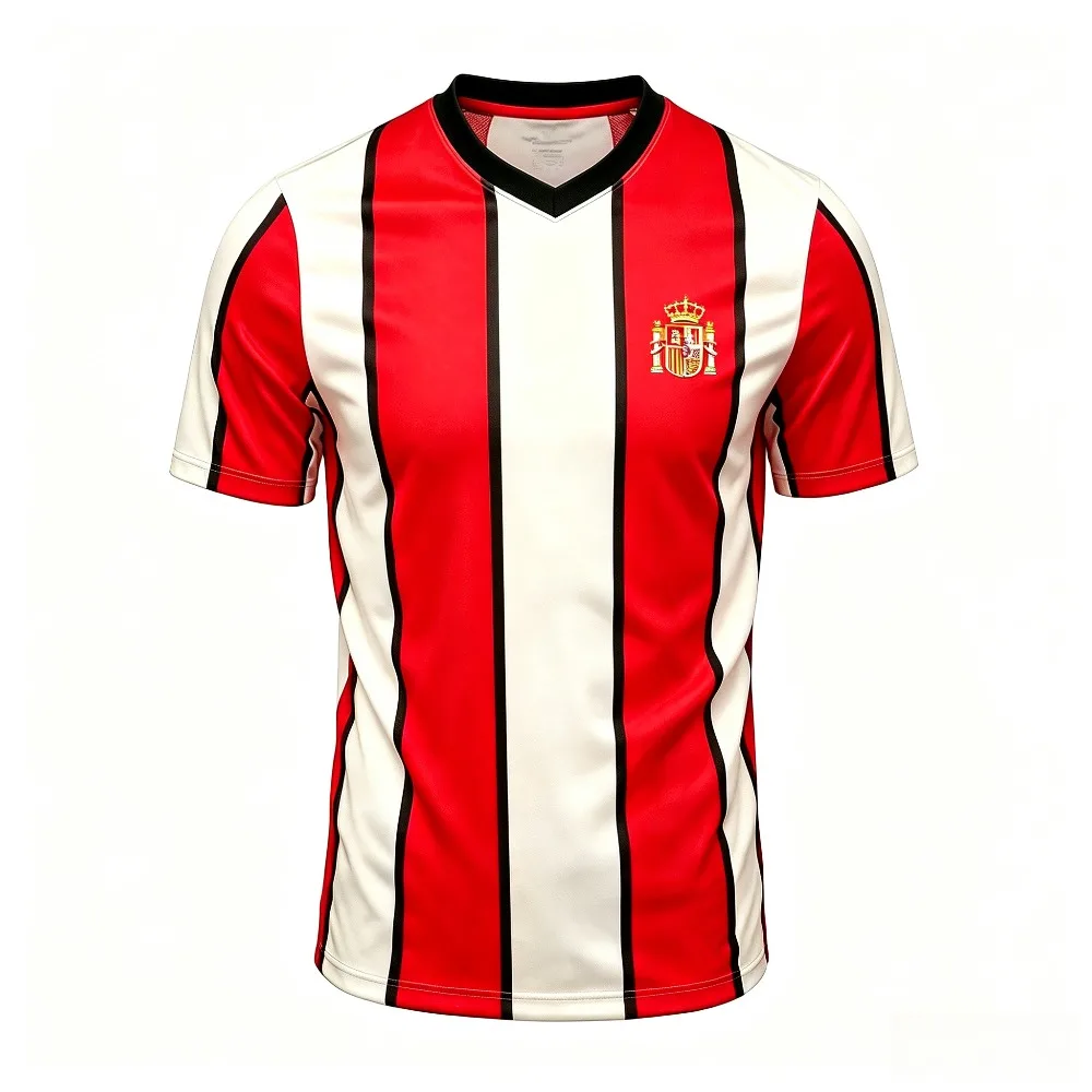 Camiseta deportiva con gráfico de rayas verticales rojas y blancas para hombre, camiseta deportiva de manga corta con cuello en V, camiseta deportiva informal de verano para hombre