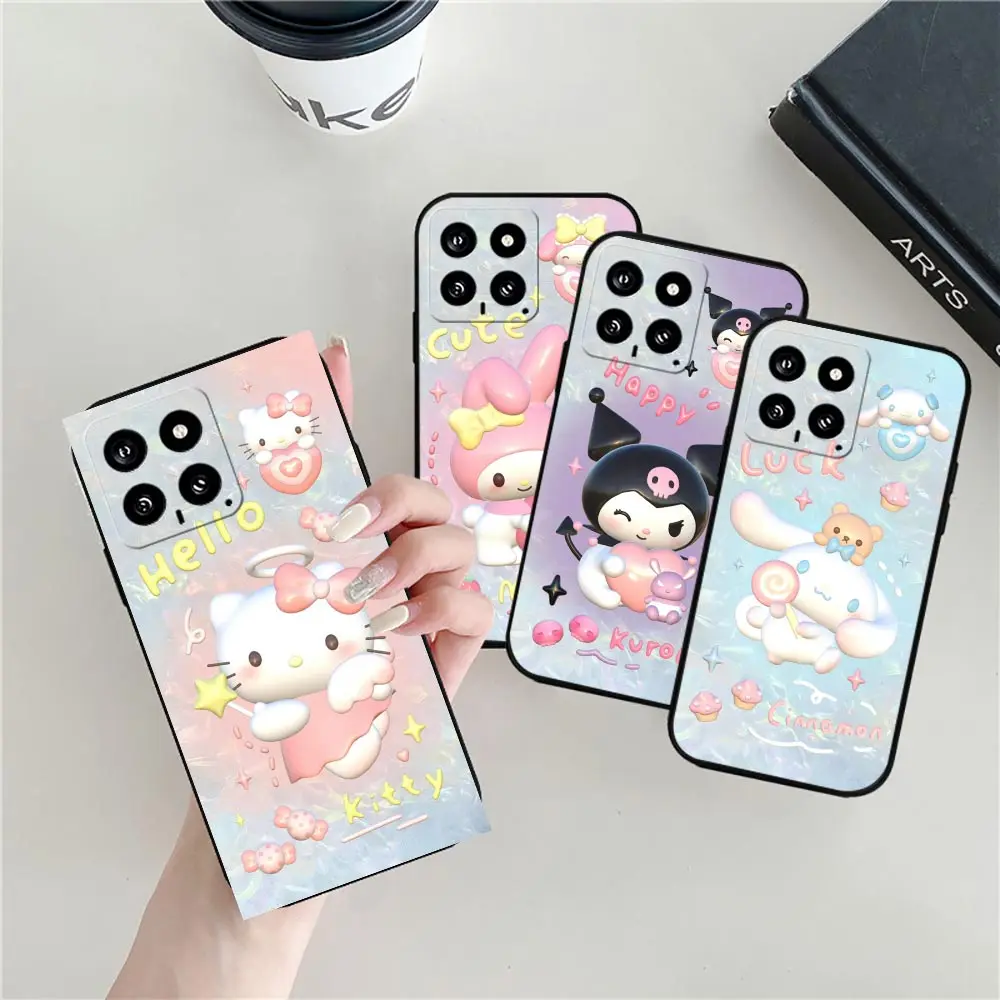 Милый чехол для телефона My Melody Hello Kitty Kuromi для OPPO Reno 11 11F 10 8 8T 7 7Z 6 6Z 5 4 Pro Plus 4G 5G Черный мягкий силиконовый чехол