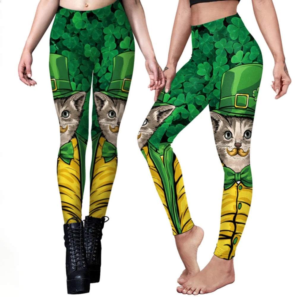 Leggings de fête Shamrock pour femmes, taille haute, collants élastiques doux Irish Everver, pantalons de festival irlandais, habillage de fête