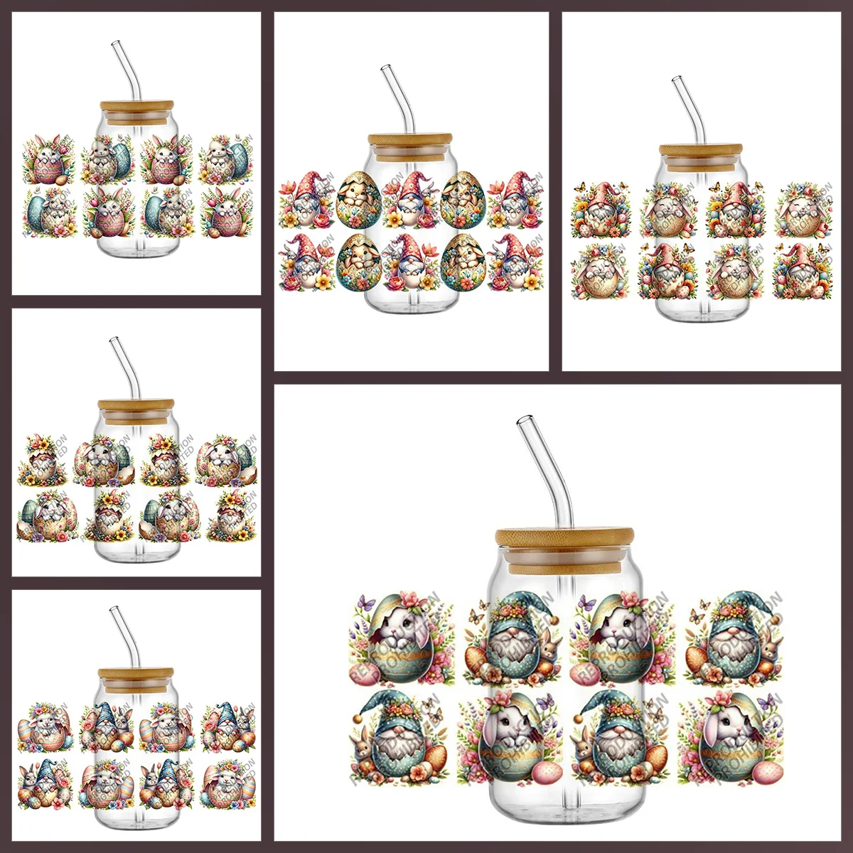 

Easter Egg Bunny UV DTF Wrap Decals for 16oz Tumbler Waterproof 3D Pattern UVDTF Cup Stickers for Mugs