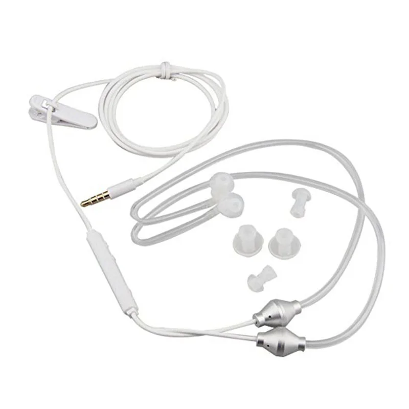 HFES 3.5mm Stereo Air Tube Wired Earphone Anti-radiation Binaural Headsets Noise Isolating Earbuds micr for Mobilephone