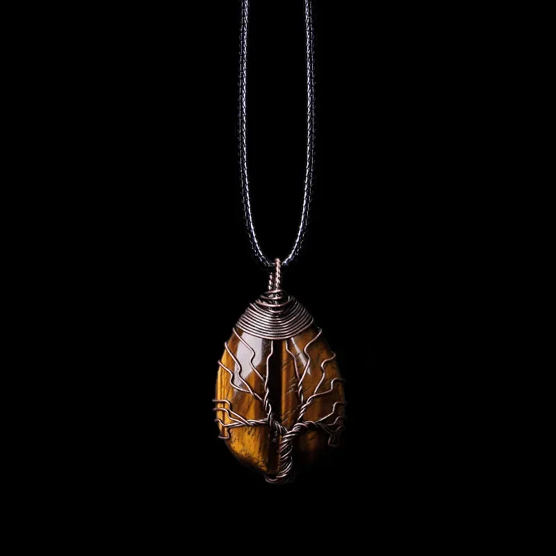 Baum des Lebens 7-Chakra-Halskette mit natürlichem Edelstein, Kristall-Energie-Heilung, handgefertigte Anhänger-Halskette, Yoga-Schmuck, Vintage für Frauen – Detail 10