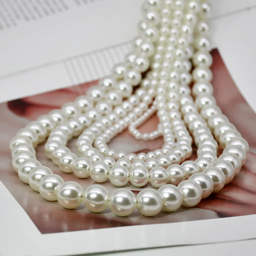 New Fashion White Imitation Pearl Choker Necklace Round Wedding Necklace for Women Men Charm Beaded Jewelry