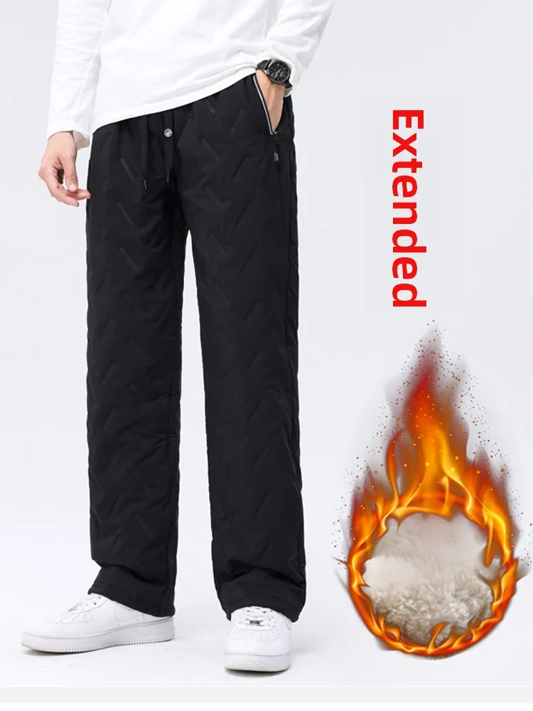 

Men's Tall Fce Lined Thi Casual Sports Windproof Warm Outerwear Long Pants High Waist Youthful Sle Winter Cotton Trousers
