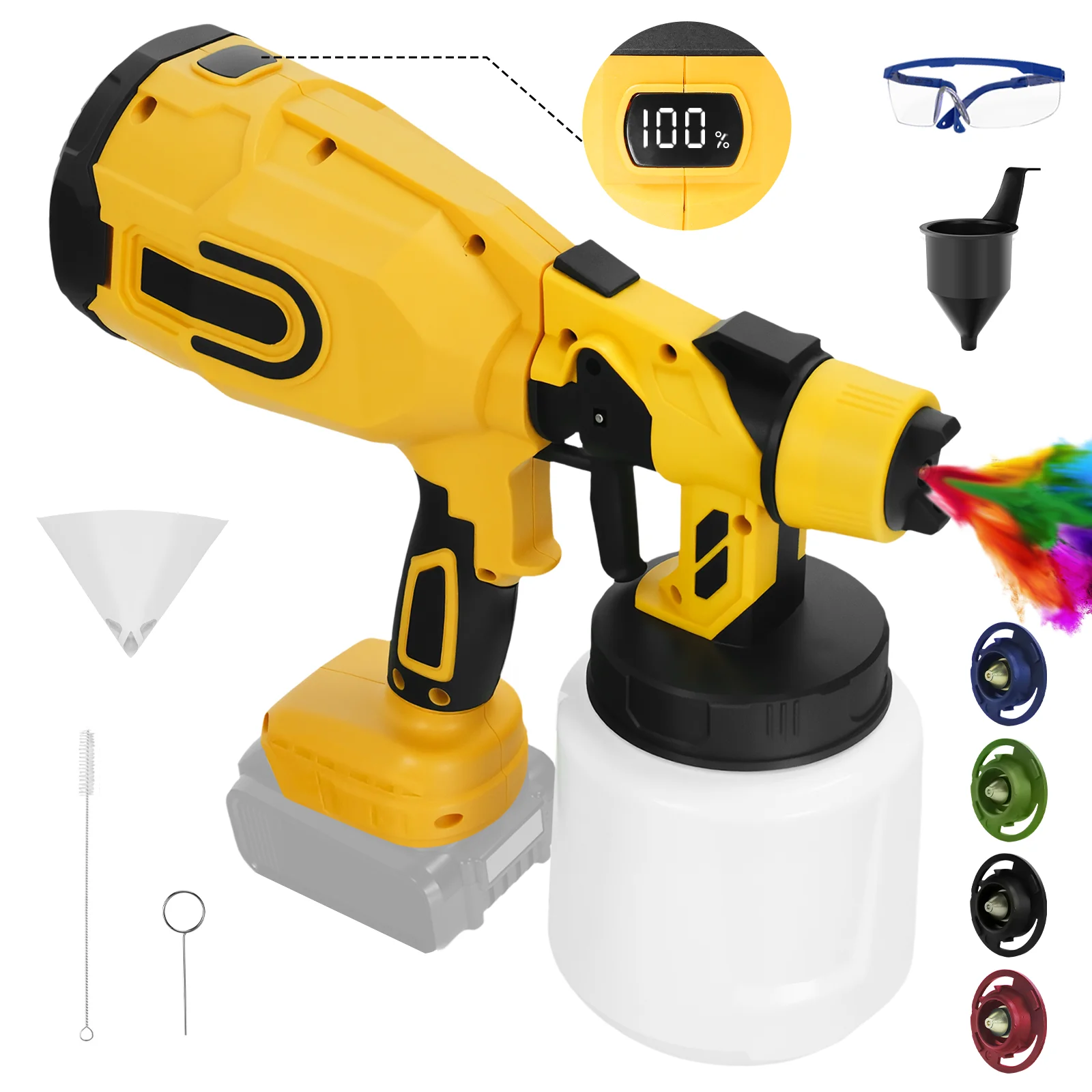 

1200ML Electric Spray Gun 700W High Power Cordless Paint Sprayer House Painting Auto Coating Airbrush For Dewalt 20V Battery Pin