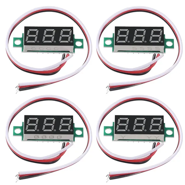 4 szt. Cyfrowy Mini woltomierz cyfrowy 0,28 cala trzyliniowy 0-100 V woltomierz cyfrowy Tester wskaźnika LED Panel woltomierz