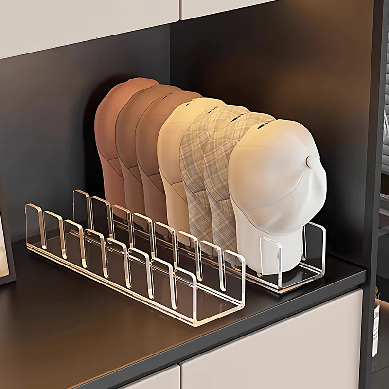 Hot sale Baseball cap racks Stackable Rectangular Acrylic/Wood Hat Organizer Stand For Baseball Caps Display And Organizer