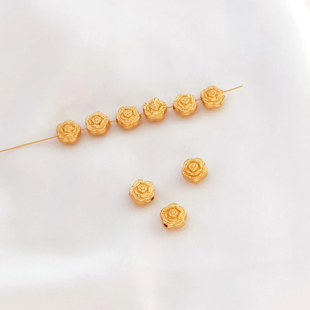 

20 Pieces Matte Gold Double-sided Flower Straight Hole Spacer Beads DIY Jewelry Making Necklace Bracelet Accessory Materials