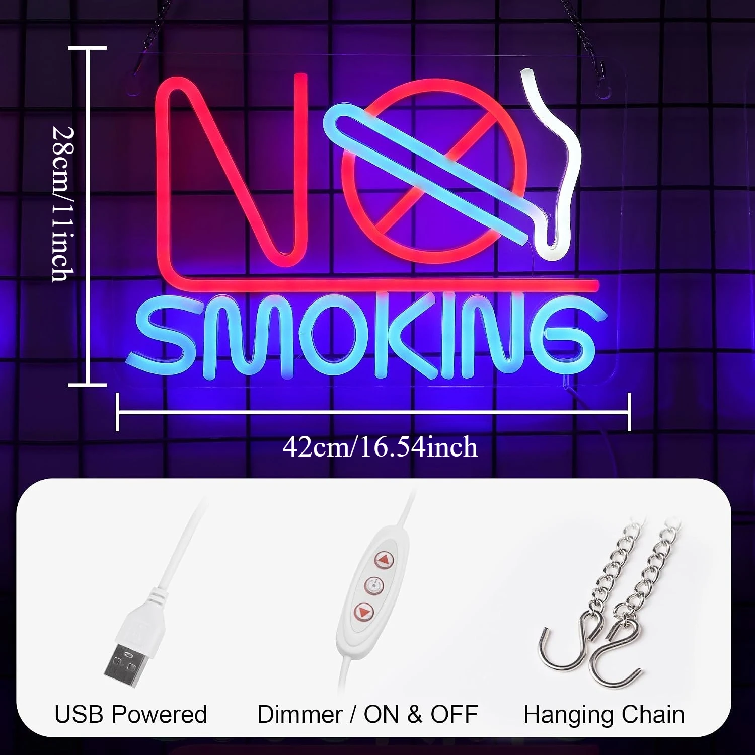 No Smoking LED Neon Sign Wall Hanging Neon Light For Bar Cafe Restaurant Office Business Shop Warning Wall Decor Art Sign Gift