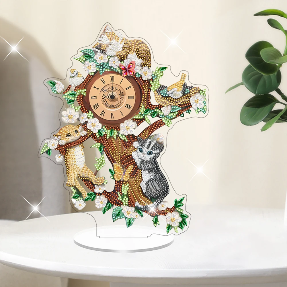 Acrylic Special Shape Flower Bird 5D Diamond Painting Clock Art Craft Diamond Painting Clock Handicraft Diamond Painting Clock - view 4