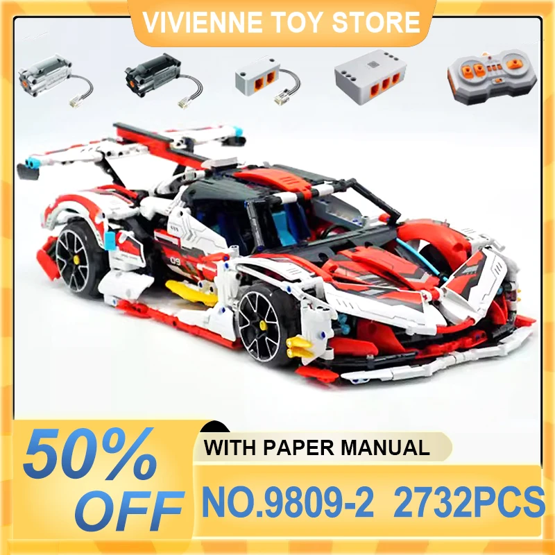 

IM.MASTER 9809-2 MOC 1:10 Technical Drift Sports Racing Car Building Block Bricks DIY Puzzle Toy Christmas Birthday Gift For Kid