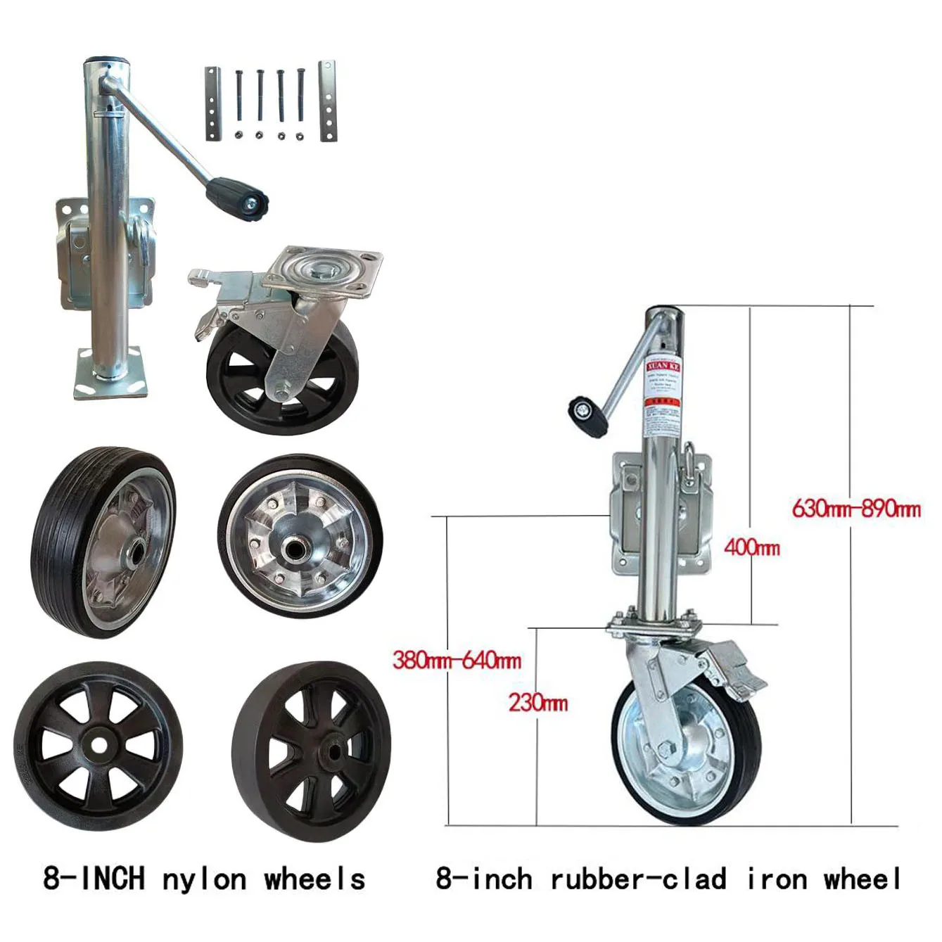 الجملة عالية الجودة 1500lbs -2000lbs الجانب مقطورة الرياح جاك 6 "8" الصلب عجلة شدادة ل قارب القافلة RV مقطورة الملحقات