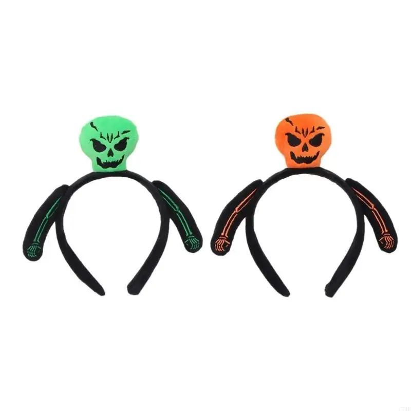 

C71F Multiple Color Cartoon Stuffed Skull Hairband Photography Hairband Halloween Party Creative Headband for Girl Women