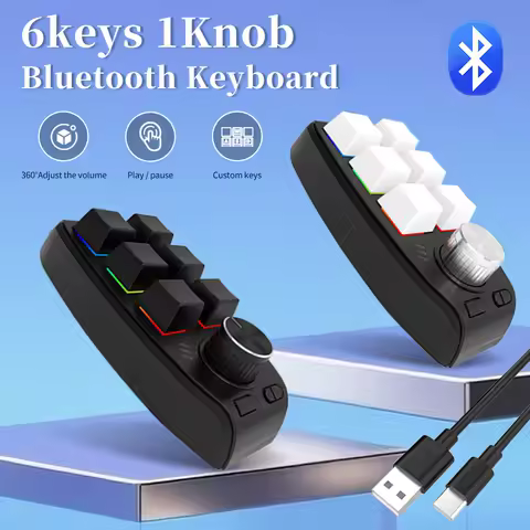 6 Key 1 Knob Bluetooth Keyboard USB Macro Custom Mini Keypad Copy Paste DIY Mechanical Keyboard Gaming Drawing Portable Hot-swap