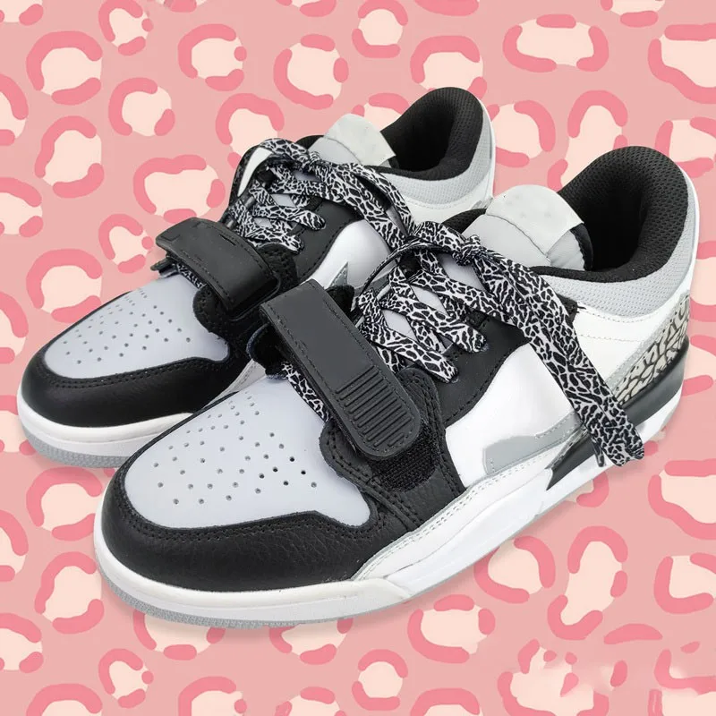 Schuhbänder für Schuhe, mit Rissmuster, flach, Leopardenmuster, Zementfarben, Flammenrot, bedruckte Schuhbänder für Damen und Herren. – Detail 9