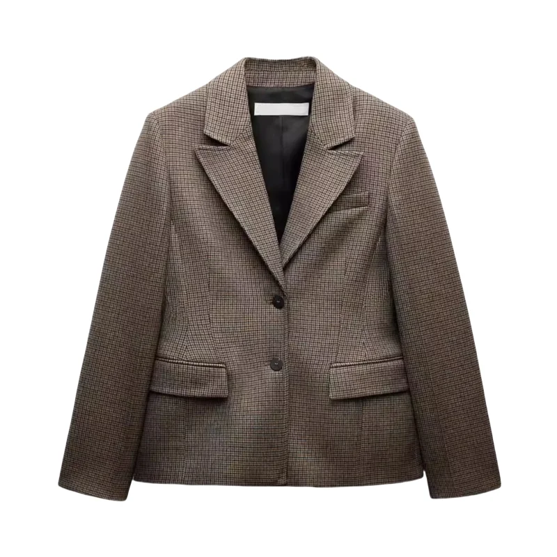 

Осенне-зимнее клетчатое длинное пальто Sve Slim Fit с подушечками Western Sle, женское модное новое поступление на одной пуговице