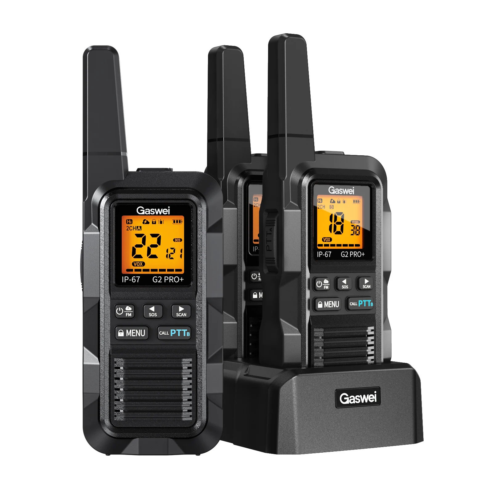 Walkie Talkies impermeables recargables con batería de iones de litio, resistente al agua IP67, VOX, FRS, USB-C,