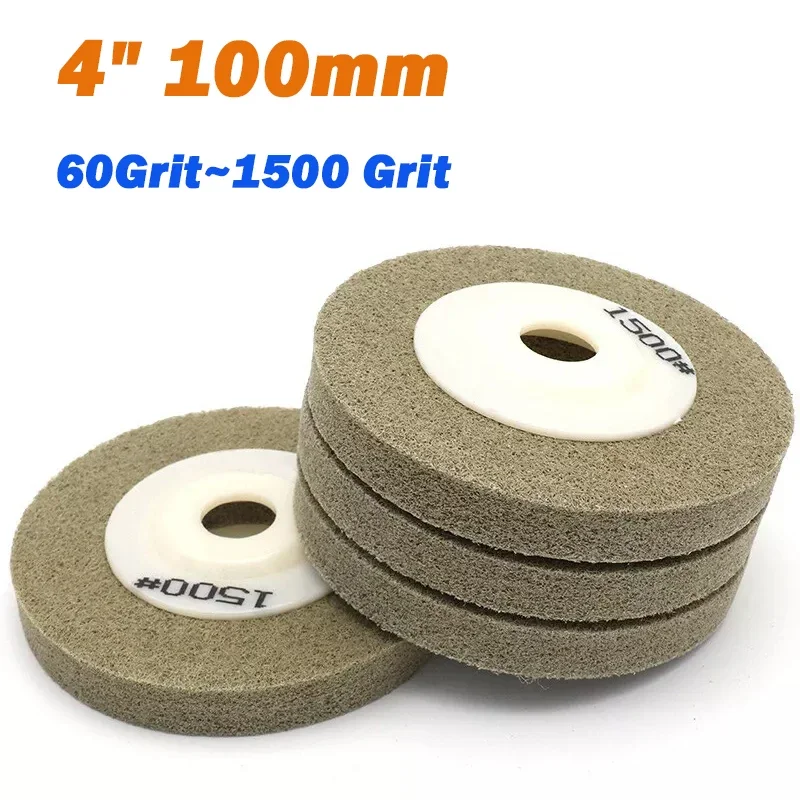 

1Pcs 4" 100mm Nylon Resin Buffing Abrasive Wheel 60/80/120/220/400/600/1000/1500 Grit Polishing Disc Pad for Angle Grinder