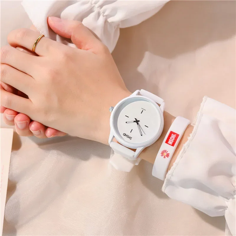 Large Dial Couple Watch Soft Silicone Strap Jelly Quartz Watch Ladies Watch Couple