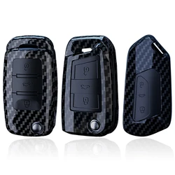 Carbon Fiber ABS Car Key Case Cover Shell For VW Volkswagen Polo Tiguan Passat Golf 7 MK Jetta Skoda Kodiaq Superb Octavia Seat