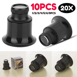 1-10PCS 20X Jeweler Watch Magnifier Tool Portable Monocular Magnifying Glass Loupe Lens for Eye Magnifier Len Watchmakers