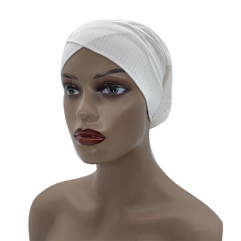 2022 Muslim Underscarf Bonnet Ribbled Stretchy Inner Hijabs Women Headscarf Caps Solid Color Under Caps Turbante Mujer