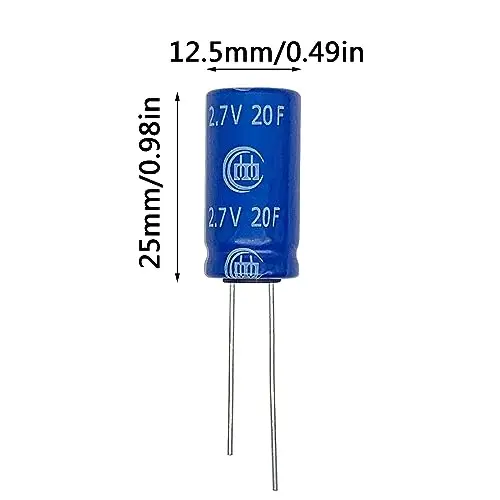 5pcs 12.5X25mm(0.49x0.98in) Super Capacitor 2.7V 20F Farad Capacitance Winding Type Energy Storage