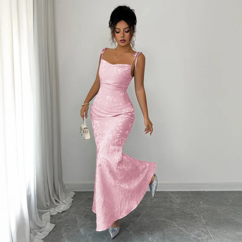 

Элегантное облегающее платье на бретельках в европейском и американском стиле, женская мода, осень-зима 2026