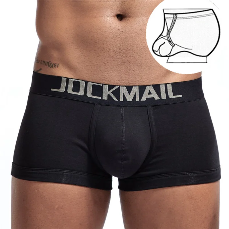 JOCKMAIL Fashion Pure Cotton Men Underwear varicocele resizable lifting ring boxer briefs Sexy low waist male underpants Shorts