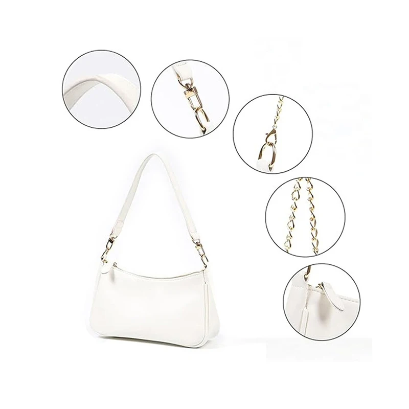 Hobo-Kettenriemen-Umhängetasche, Vintage Leichte Casual Handtasche, Einfarbige Pendler-Arbeits-Reise-Damentasche – Detail 5