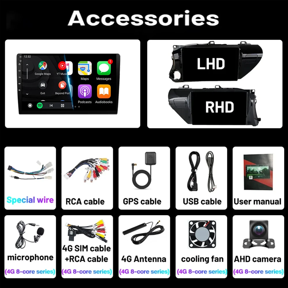 Android 16 Auto Carplay For Toyota HILUX REVO VIGO IMV 2016 2017 2018 2019 2020 Car Radio Multimedia GPS Player Stereo NO DVD