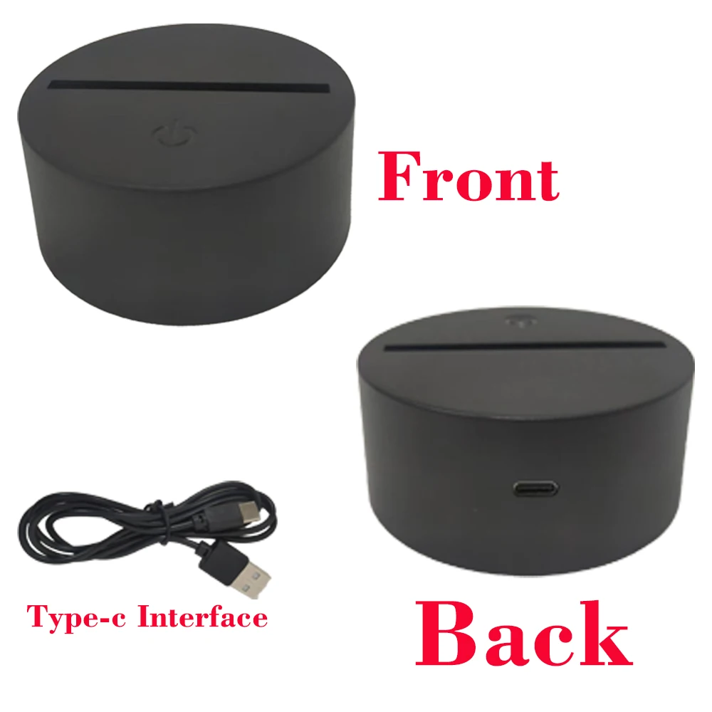 10 قطعة ثلاثية الأبعاد ليلة LED ضوء قاعدة مصابيح 7 اللون الزخرفية ضوء عرض موقف حامل مع كابل من النوع c لزجاج الراتنج الاكريليك