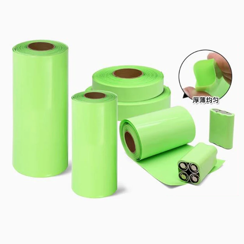 Manga termorretrátil de pvc verde fruta 18650 21700 32650 bateria manga embalagem isolamento película protetora filme retrátil
