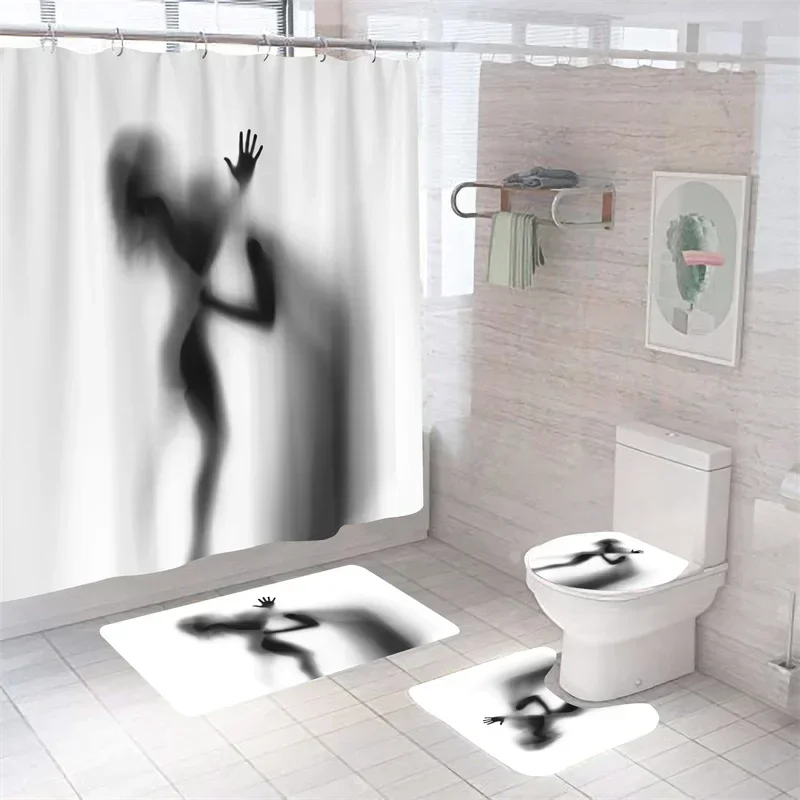 Women Shadow Shower Curtain Set Sexy Girl Portrait Bathroom Curtains  for Home Decorations Creative Design  Decor