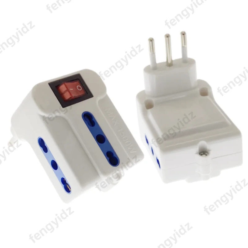 fengyidz 1 Stück Italien-Reisestecker-Adapter, 3-Wege-Steckdose mit Schalter, Multi-Port-Steckdose, italienischer Standard