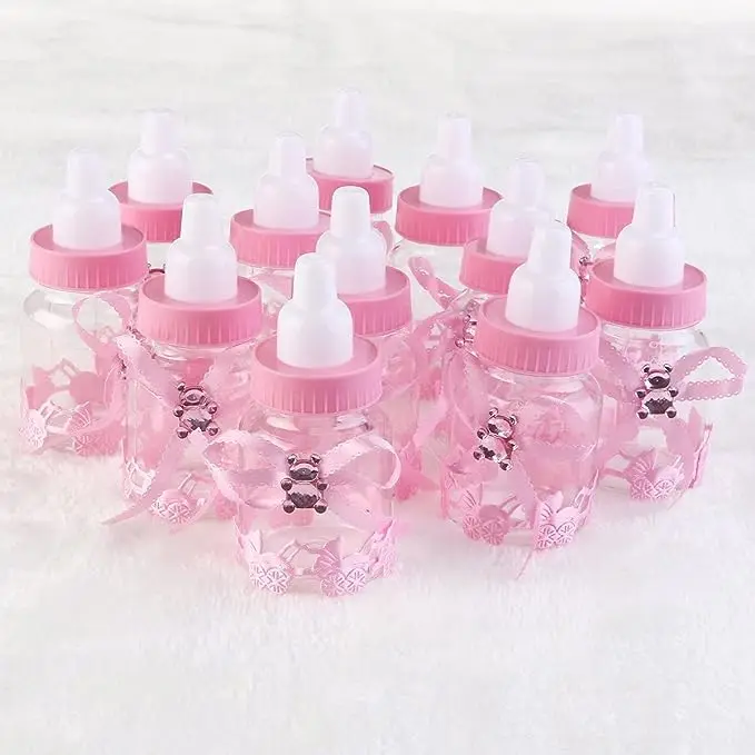 Boys Girls Plastic Cute Sweet Bottle Newborn Birthday Mini Feeder Style Filling Candy Box Party Favour Baby Shower Reusable