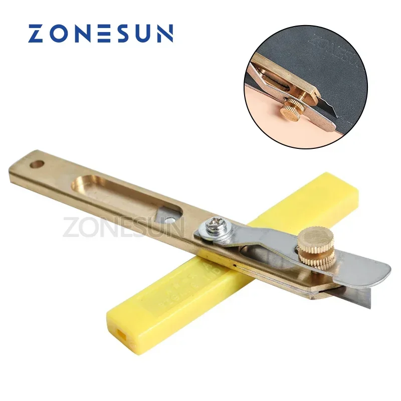 ZONESUN Hand DIY Draw Gauge Professional Patchwork Fabric leather Craft cut Strap Sewing Cutter  Knife tool with blade