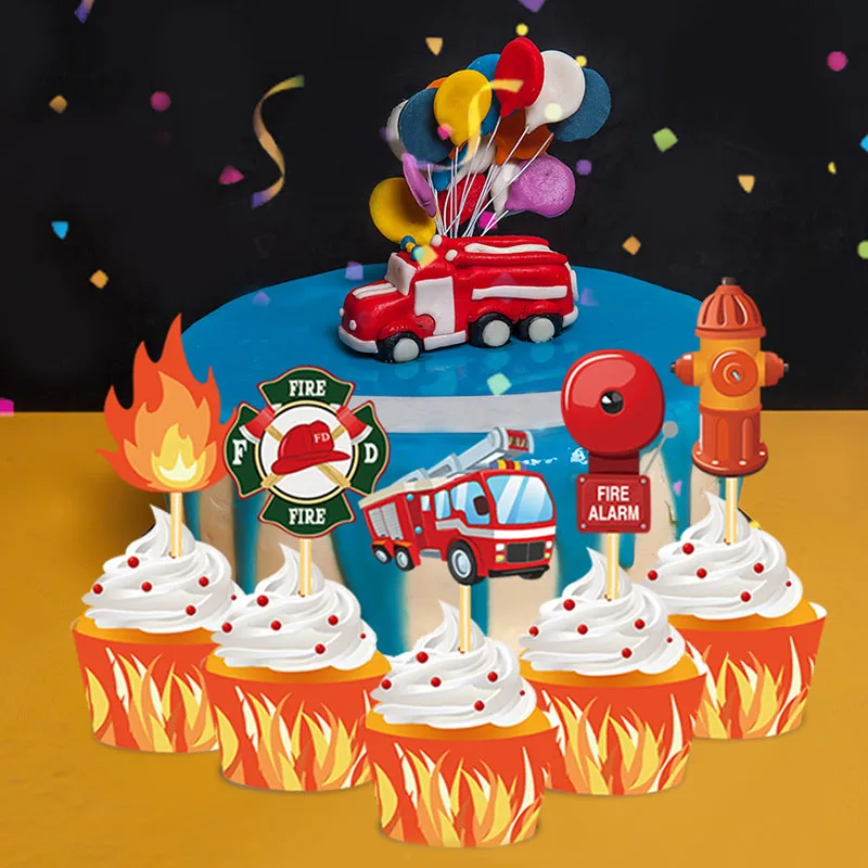 Acryl Feuerwehrauto Kuchen Dekoration Feuerwehrmann Alles Gute zum Geburtstag Kuchen Topper Feuer Feuerwehrmann Thema Jungen Geburtstag Party Dekoration Lieferungen – Detail 9