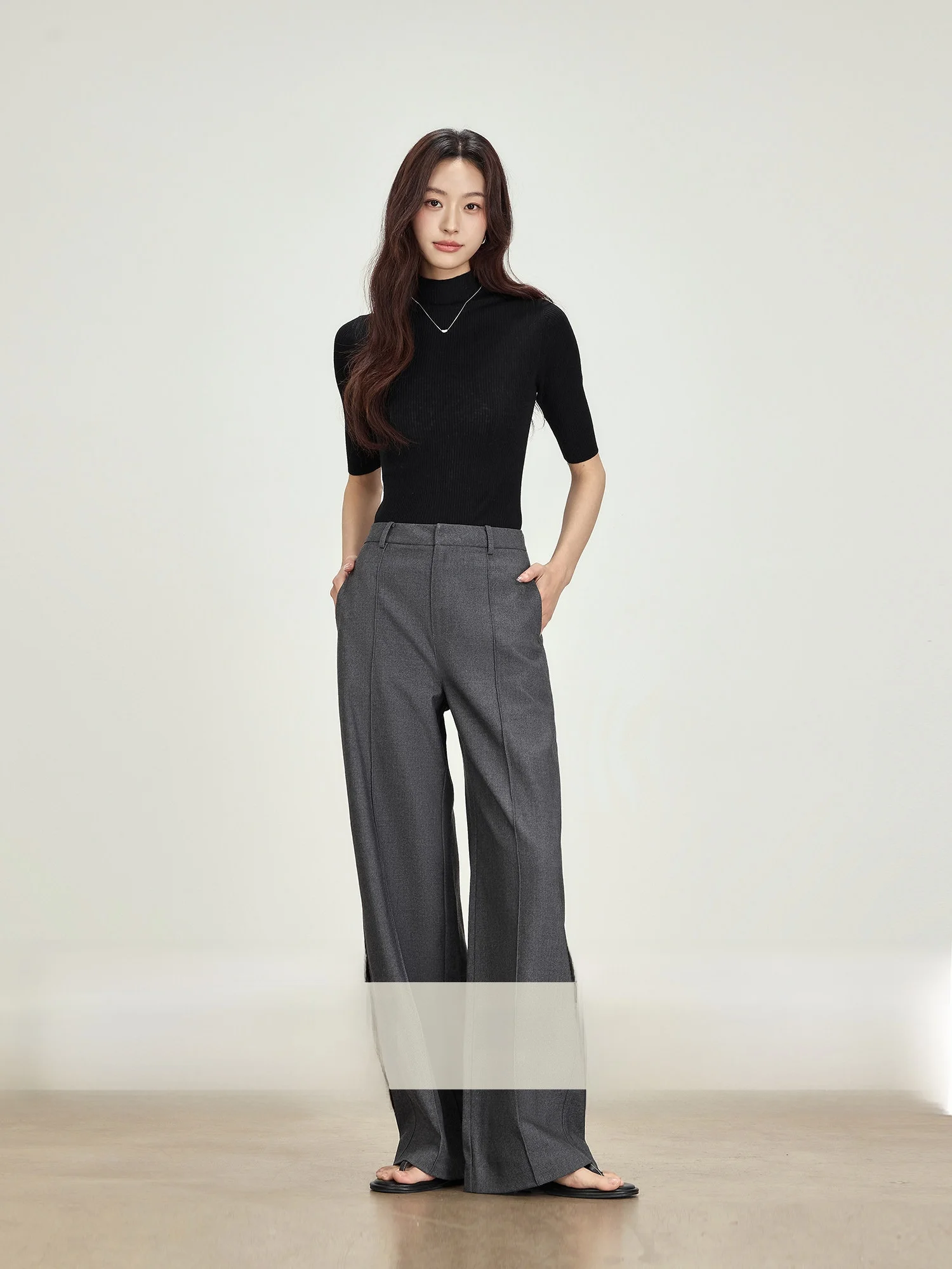 

ay Suit Pants Women's Casual High Waist Straight Leg Wide Leg Dra Pants Pear ape Body Fit Spring Leisure Trousers