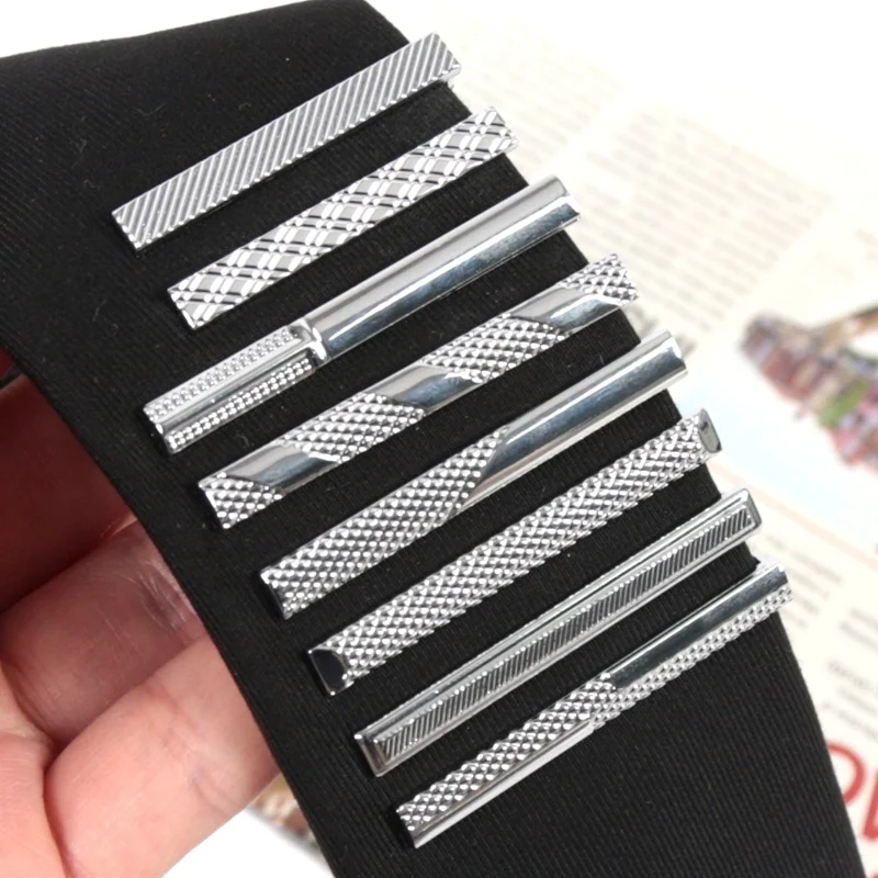 Fermacravatta classica in metallo color argento per uomo Chiusura a barra semplice Pratica fermacravatta Fermacravatta da gentiluomo per accessori