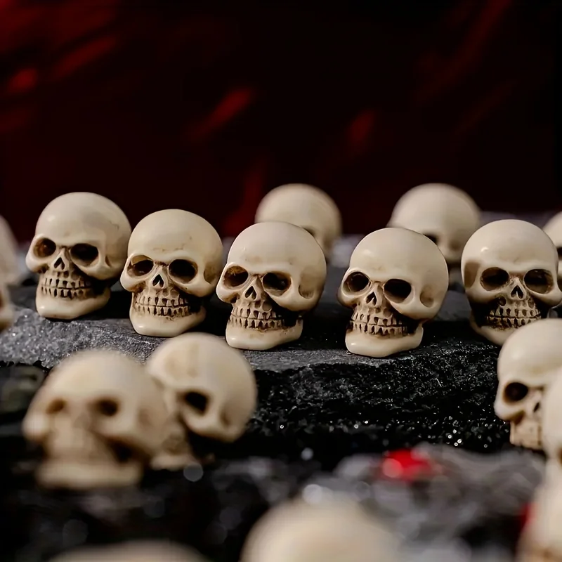 5-50 Stück Mini-Halloween-Schädel-Ornamente, winzige Skelettköpfe, Miniaturmodell für Spukhaus-Party, Horror-Szenen-Dekoration, DIY-Puppenhaus – Detail 5