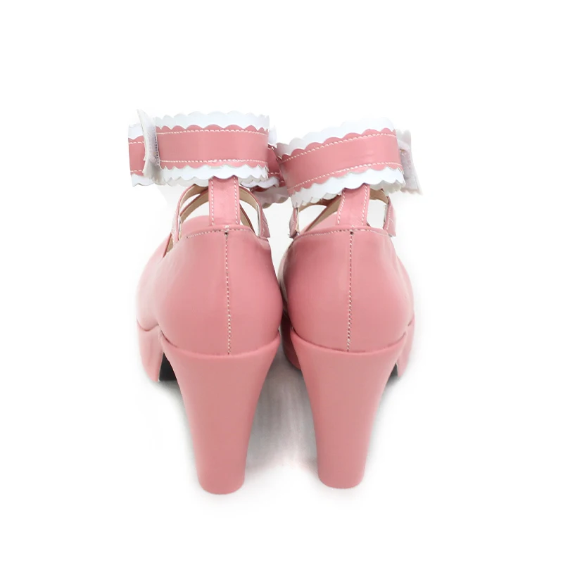 من جعلني الأميرة سيا تأثيري أحذية أنيمي لطيف فتاة الوردي بو أحذية من الجلد هالوين كرنفال أحذية عالية الكعب