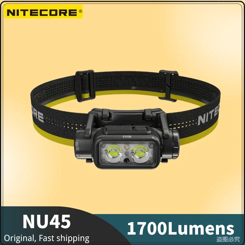 NITECORE NU45 1700Lumen Headlamp Bulit-in 4000mAh Battery Type-C Rechargeable Headlight White+Red Light For Night Runing/Camping