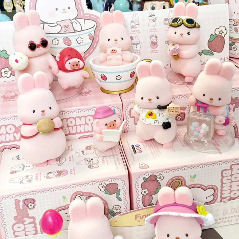 

Подлинная забавная серия Momo Bunny Strawberry Town, слепая коробка, модные игрушки, фигурки, экшн-игрушки, фигурка Kawaii, подарок на день рождения, детская игрушка